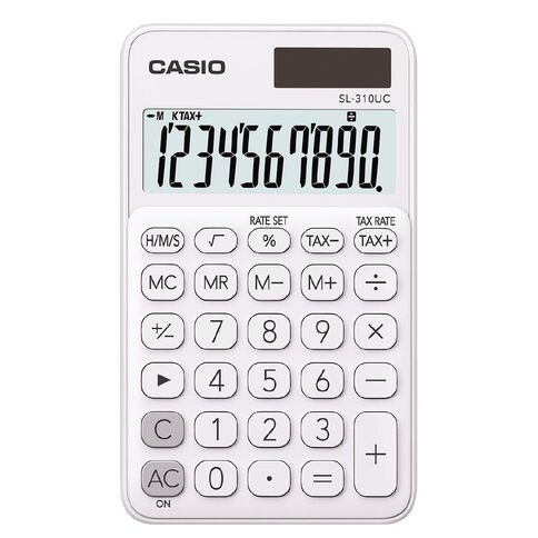 Casio SL310UCWE Hand Held 10 Digit Calculator White