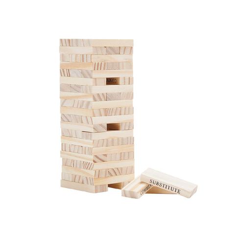 Wooden Block Tower with Action Slogans 60 Pieces