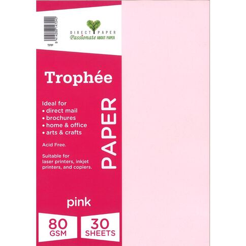 Trophee Paper 80gsm 30 Pack Pink A4