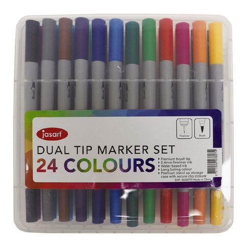 Jasart Dual Nib Brush Fineliner Set 24 Assorted