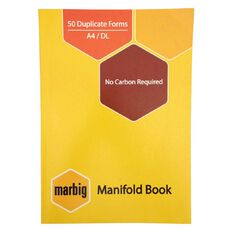 Marbig Manifold Ruled Book Duplicate 50 Leaf Yellow Mid A4