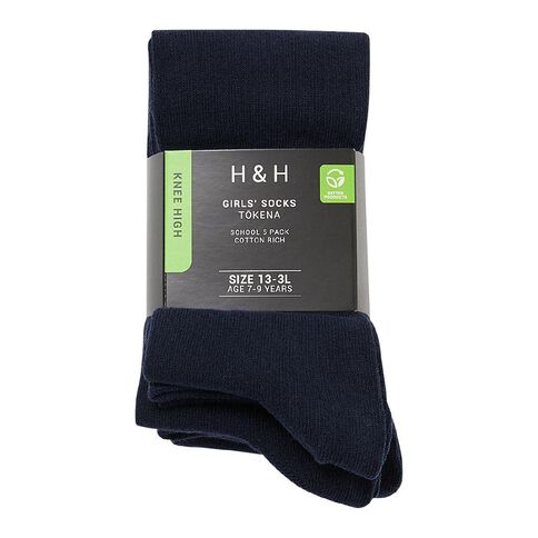 H&H Girls' School Knee High Socks 5 Pack