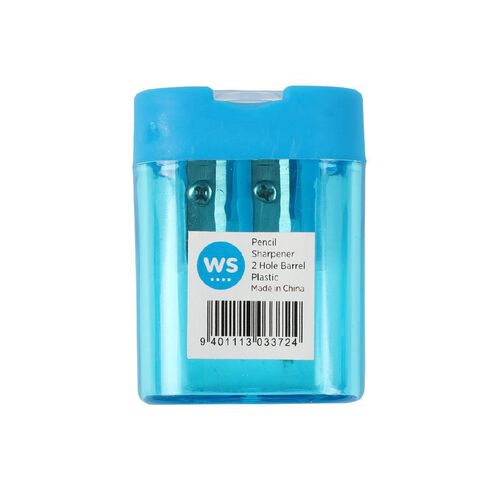 WS Pencil Sharpener 2 Hole Barrel Plastic