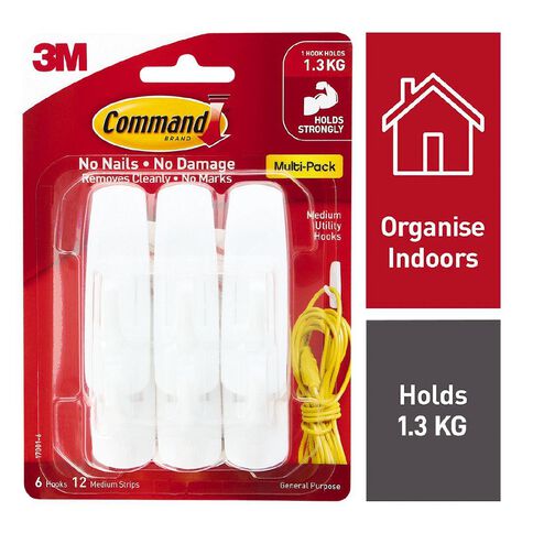 Command Hooks Value Pack White Medium