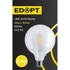 Edapt LED E27 Filament Round Light Bulb G125 6.5W Warm White