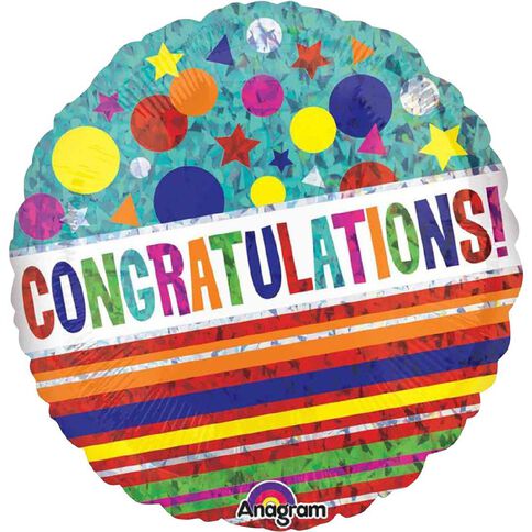 Anagram Holographic Congratulations Sparkle Foil Balloon Standard 17in