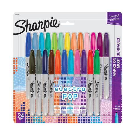 Sharpie Fine Permanent Marker Electro Pop Assorted 24 Pack