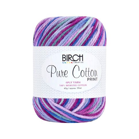 Birch Cotton Print 4Ply Worsted 100% Cotton 65G Orchid Bloom