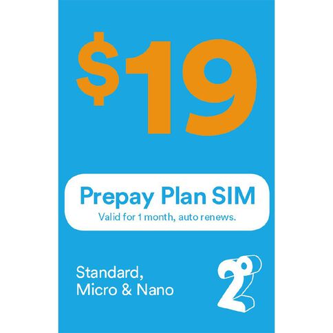 2degrees $19 Monthly Prepay Plan SIM Blue
