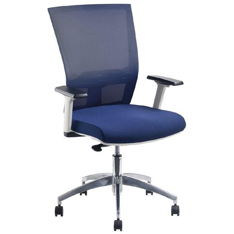 Jasper J Advance Air Plus Ergonomic Syncro Chair White/Blue with Arms