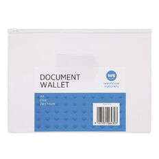WS Clear Zipper Document Wallet Clear A4