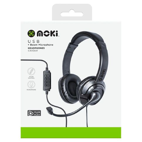 Moki USB Headphones With Boom Microphone