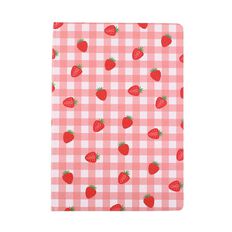 Kookie Strawberry And Pink Check Hardback Covered Notebook A5