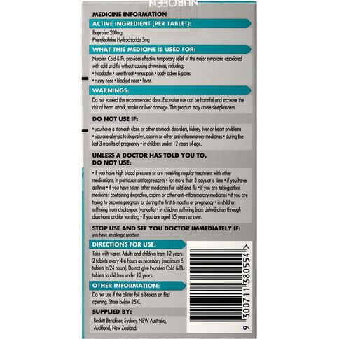 Nurofen Cold & Flu PE Tablets Limit of 2 Per Customer