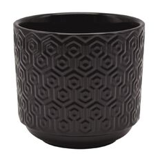 Kiwi Garden Ceramic Hex Textured Pot 11.5cm Black