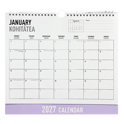 WS 2027 Wall Calendar Hard Back