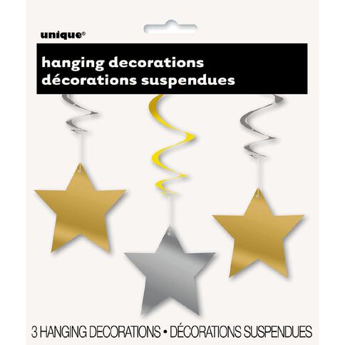 Unique Hanging Star Swirls Gold/Silver 3 Pack