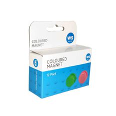 WS Colour Whiteboard Magnets 12 Piece Assorted