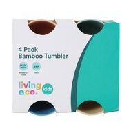 Living & Co Kids Bamboo Mix Tumbler 4 Pack Multi-Coloured 330ml