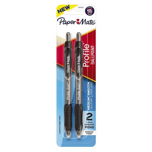 Paper Mate Profile Retractable 1.0mm Ball Pen Black 2 Pack