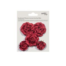Handmade Flowers Lorena Cardinal Red Approx 3-5cm 5pc