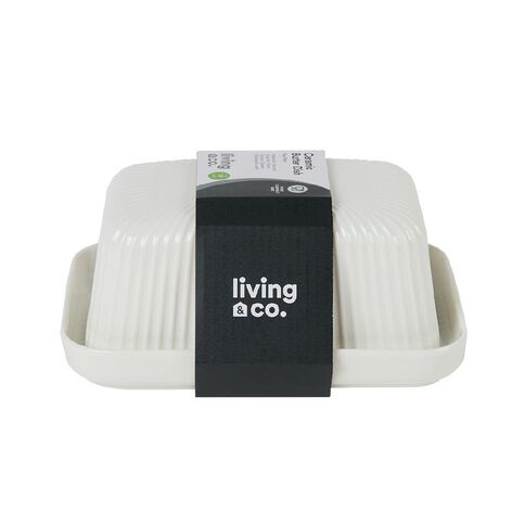 Living & Co Ceramic Butter Dish 18 x 13cm White