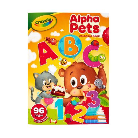 Crayola 96 Page Coloring Book with Stickers Alpha Pets