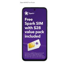 OPPO A6x 4G 4GB + 128GB with Spark $28 Value Pack Sim Bundle Plum Purple