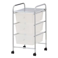 Living & Co 3 Drawer Chrome Trolley White