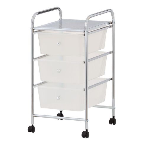 Living & Co 3 Drawer Chrome Trolley White