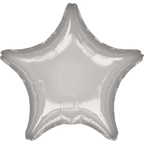 Anagram Star Metallic Silver Foil Balloon Standard 17in Silver