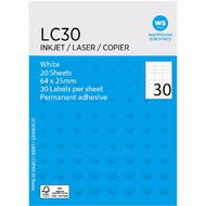 WS A4 30 Labels 20 Sheets