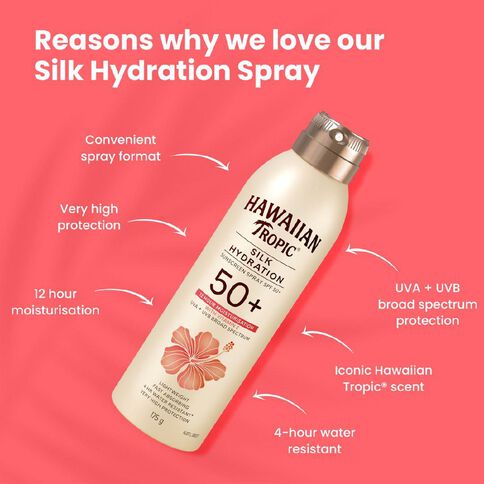 Hawaiian Tropic Silk Hydration Sunscreen Spray SPF50+ 175g