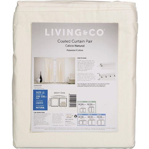 Living & Co Calico Curtains Natural