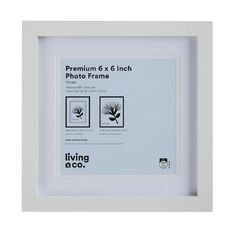 Living & Co Premium Photo Frame 6in x 6in White