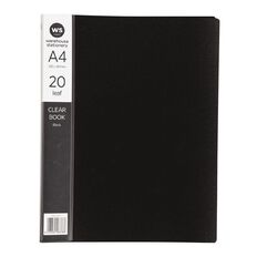 WS Clear Book 20 Leaf Black A4