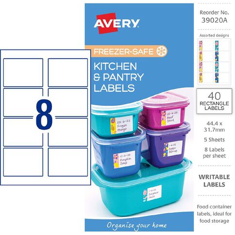 Avery Write-on Freezer Safe Rectangle Bright Fruity Design Label 40 Pack