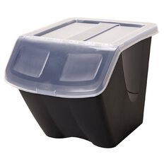 Taurus Stackable Shutter Bin Black 38L