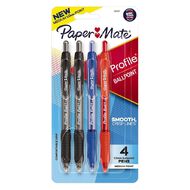 Paper Mate Profile Retractable 1.0mm Ballpoint Pens Assorted 4 Pack