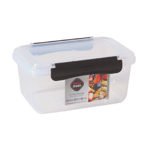 Visto Fresh Storage Container Clear/Charcoal Clips 1 Litre