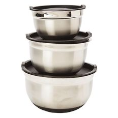 Living & Co Stainless Steel Mixing Bowls with Lids 3 Piece