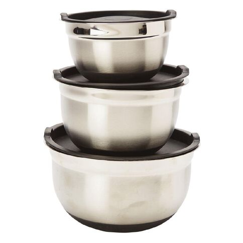 Living & Co Mixing Bowls with Lids Stainless Steel 3 Piece