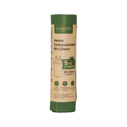 Ecopack Compostable Bin Liners 60L 5 pack