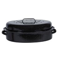 Living & Co Enamel Roaster with Lid Black 42cm x 31cm