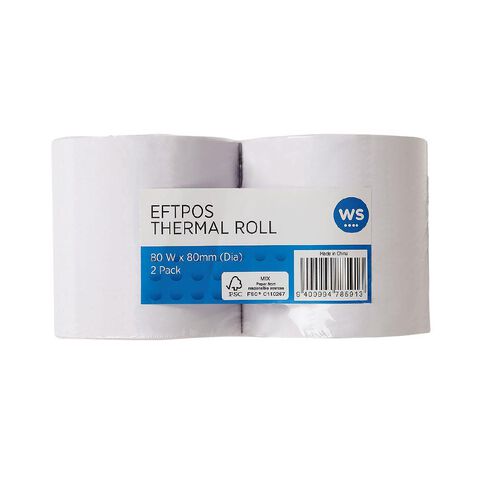 WS Eftpos Roll 80 x 80mm Twin Pack 65gsm Thermal