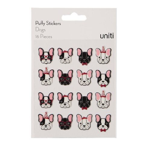 Uniti Puffy Dog Stickers 16 Piece Multi-Coloured