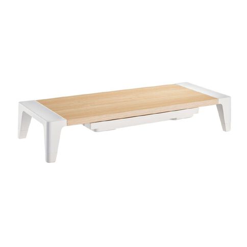 Bracom Universal Tabletop Monitor Riser with drawer White
