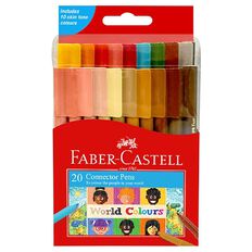 Faber-Castell World Colours Connector Pen 20 Pack Multi-Coloured
