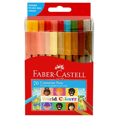 Faber-Castell World Colours Connector Pen 20 Pack Multi-Coloured