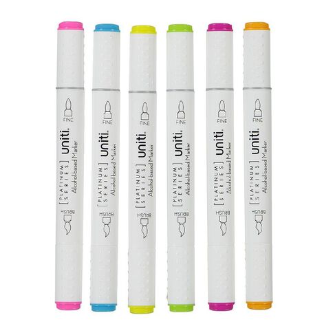 Uniti Dual Ended Markers Neon 6 Pack